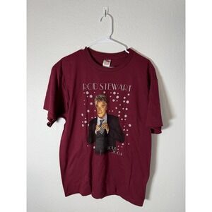 2004 Fruit Of The Loom Rod Stewart Concert Tour Size L Red Graphic T-Shirt